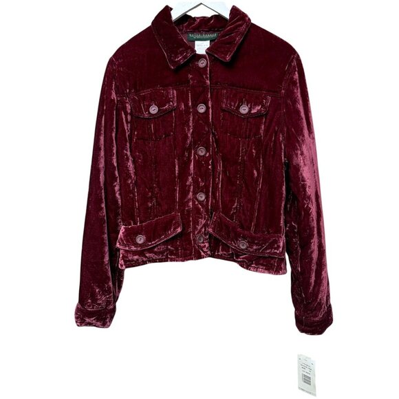 Harve Benard Red Velvet Jean Jacket Size 16 Womens Evening Holiday Party NWT - Picture 10 of 10